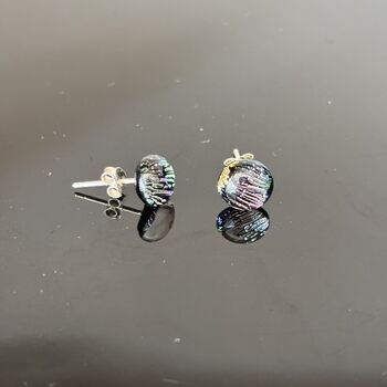 Rainbow Abstract Fused Glass Sterling Silver Stud Earrings, 5 of 10