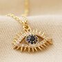 Blue Crystal Eye Pendant Necklace In Gold Plating, thumbnail 3 of 5