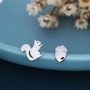 Mismatched Squirrel And Acorn Stud Earrings, 2 of 12