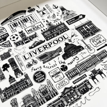 Liverpool Black And White Framed Mini Print, 3 of 7