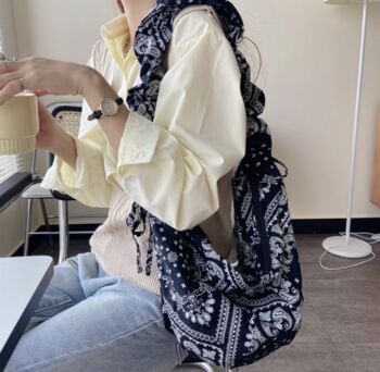 Black Paisley Lightweight Cotton Large Tote Bag, 5 of 8