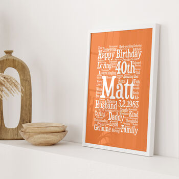 Personalised 40th Birthday Word Art Gift, 4 of 10