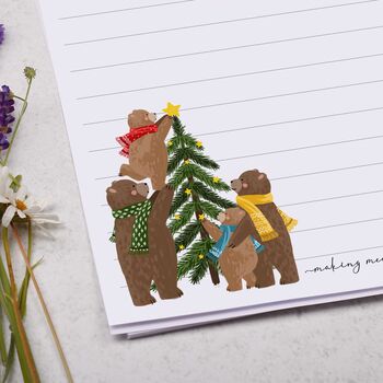 A5 Personalised Letter Writing Paper Christmas Bears, 2 of 4