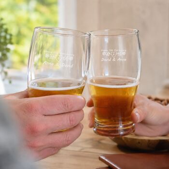 Personalised Pair Of Engraved Pint Glasses Anniversary Gift, 3 of 7