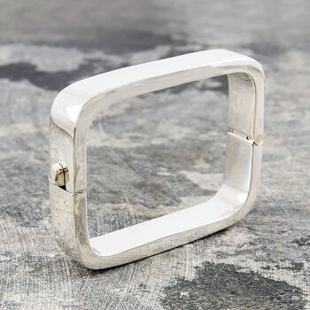 Rectangular Solid Sterling Silver Bangle, 2 of 7