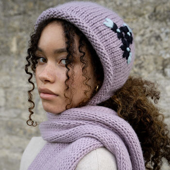 Forget Me Not Knitted Lilac Bonnet, 2 of 7
