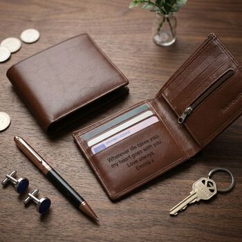 Gifts For Men Personalised Leather Wallet For Him, 9 of 10