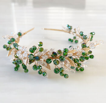 Green And Gold Crystal Headband, 2 of 9