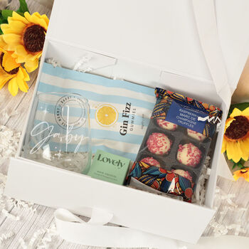 Personalised Birthday Squeeze Stemless Glass Gift Box Hamper, 2 of 6