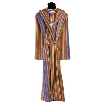 Women's Hooded Striped Cotton Dressing Gown Savernake, 2 of 5