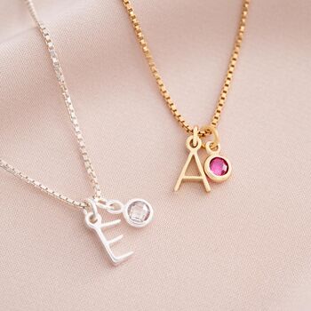 Sterling Silver Letter Birthstone Necklace Gift Set, 2 of 9