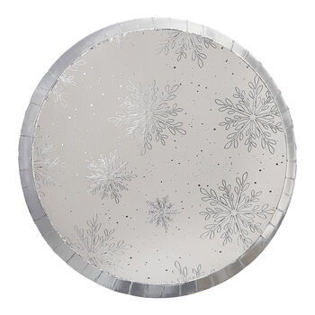 Silver Foiled Snowflake Christmas Paper Plates, 2 of 3