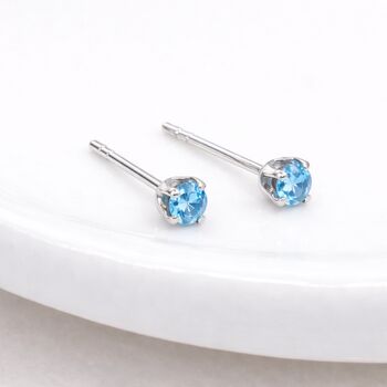 Sterling Silver Aquamarine Micro Stud Earrings – 3mm, 3 of 6
