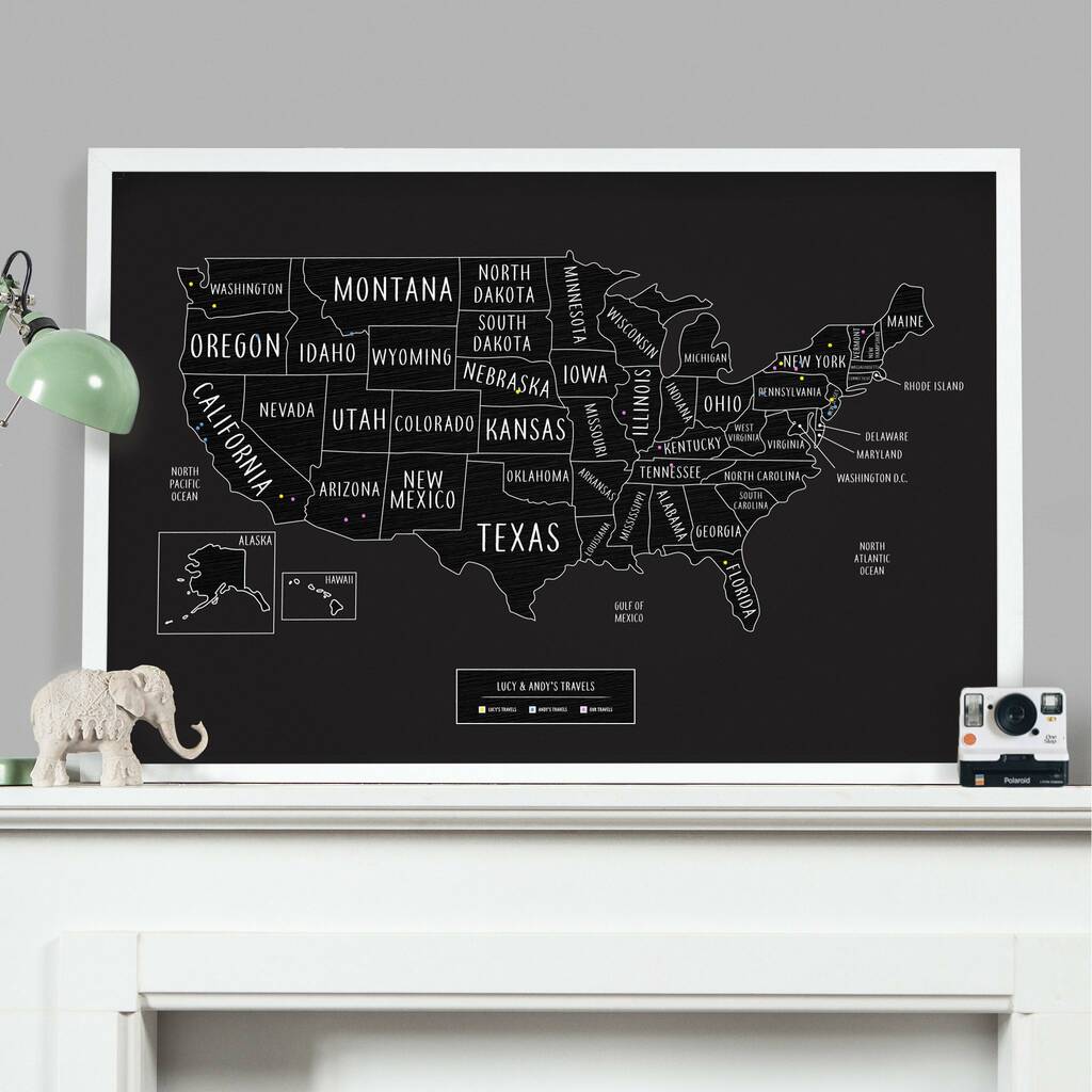 Personalised North America Black Pinboard Map, 1 of 8