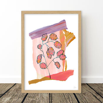 Pink Honesty Flower Art Print, 5 of 7
