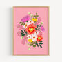 Bouquet Flowers Art Print Pink, thumbnail 1 of 5