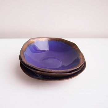 Handmade Mini Purple And Gold Ceramic Jewellery Dish, 6 of 7