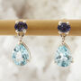 Blue Topaz And Sapphire Silver Stud Back Drop Earrings, thumbnail 1 of 6