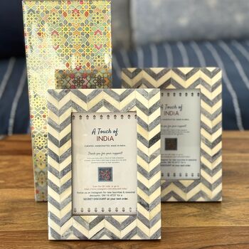 Table Top Picture Frame, Indian Block Print Fabric, 9 of 10