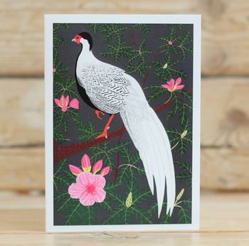 Silver Pheasant Greeting Card, 2 of 2