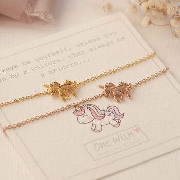 Gold Or Rose Gold Unicorn Sterling Silver Bracelet, 3 of 10