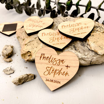 Simple Elegant Gold Foil Save The Date Heart Magnets, 12 of 12