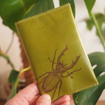 Personalised Leather Passport Holder With Stag Beetle, 7 of 12