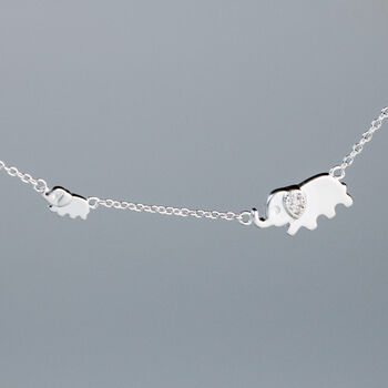 Sterling Silver Elephant Mother And Child Necklace, 3 of 5