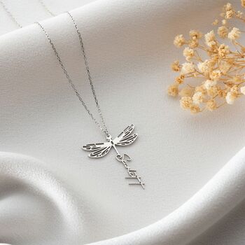 Personalised Dragonfly Necklace In Sterling Silver, 6 of 7