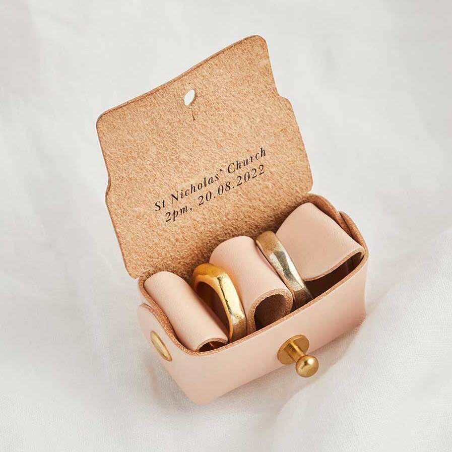 Personalised Leather Wedding Ring Pouch, 1 of 6