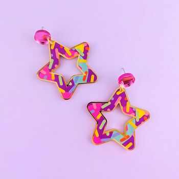 Colourful Acrylic Star Earrings, 2 of 9