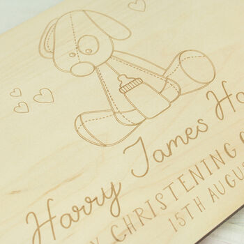 Personalised Engraved Christening Puppy Guest Book, 3 of 5