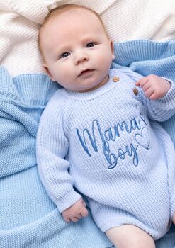 Daddy's Girl/Boy Or Mama's Boy/Girl Embroidered New Baby Knitted Romper. Perfect Father's Day Gift, 3 of 7