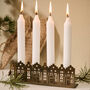 Brass 'House Facade' Candle Holder | Gift Set With Four Candles, thumbnail 4 of 4