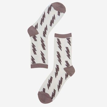 Women's Bamboo Socks Neutral Lightning Leopard Print, 2 of 2