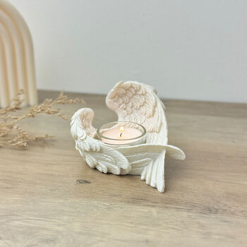 White Angel Wing Tealight Holder Gift For Christening, 2 of 10