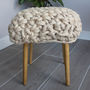 'Hermia' Handwoven Wool Footstool With Oak Legs, thumbnail 9 of 10