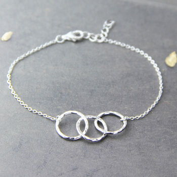 Three Linked Circles Sterling Silver Bracelet, 2 of 9
