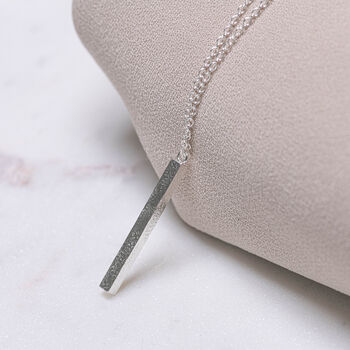 Sterling Silver Long Vertical Bar Necklace, 2 of 4