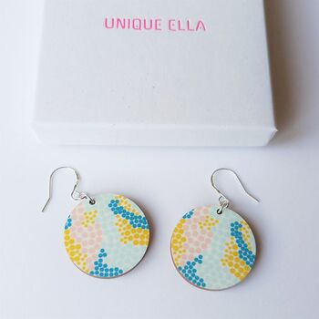 Mosaic Wooden Drop Earrings, 5 of 8