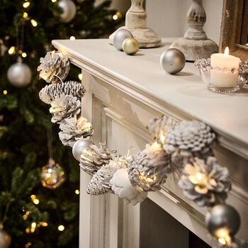 Frosted White Christmas Garland With Lights, 3 of 5