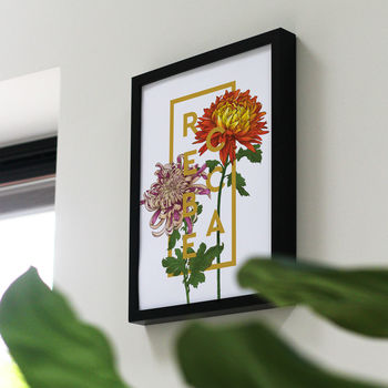 Personalised Chrysanthemum Botanical Flower Art Print, 2 of 5