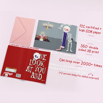 'Jaw Drop' Screaming, Shaking, Light Up Funny Valentine Card, 10 of 11