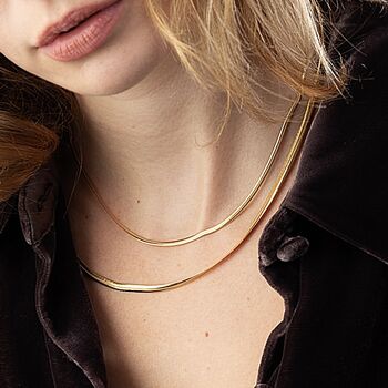 Gold Plated Flat Snake Chain Necklace, 4 of 5