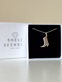 Sterling Silver Cowgirl Boot Pendant Necklace, 8 of 8