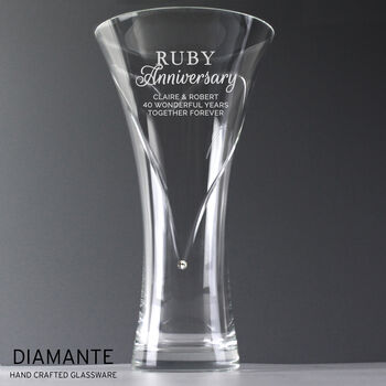 Personalised Ruby Anniversary Diamante Heart Vase, 6 of 6