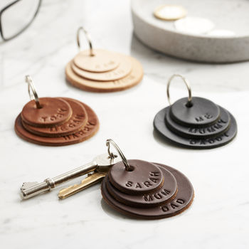 Personalised Family Names Leather Keyring, 4 of 9