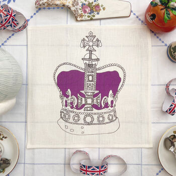 The King's Coronation Crown Linen Lunch Napkins, 2 of 6