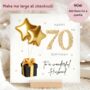 Husband 70th Birthday Black And Gold Personalised Luxury Card With Gems Sparkle Option And Any Age Or Family Member Gift For Him, thumbnail 1 of 2