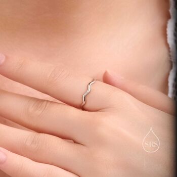 Sterling Silver Skinny Wave Ring, 5 of 10